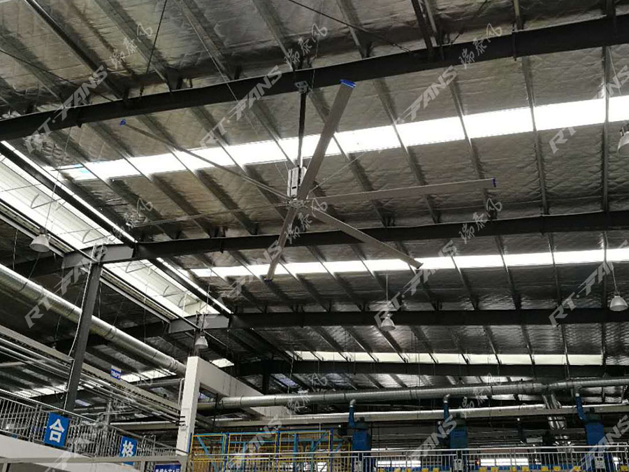 安装一台工业大风扇工厂降温通风没问题